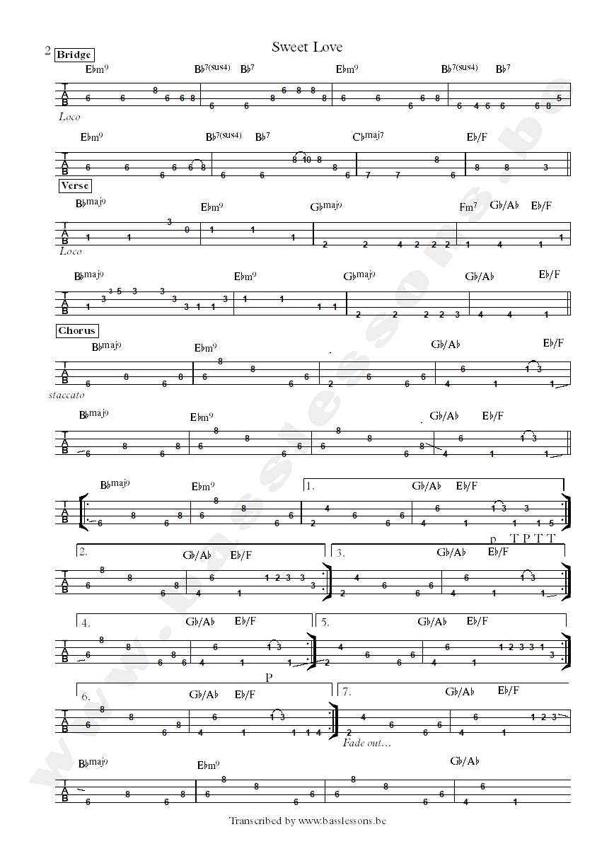 Anita Baker sweet love freddie washington bass tab part 2