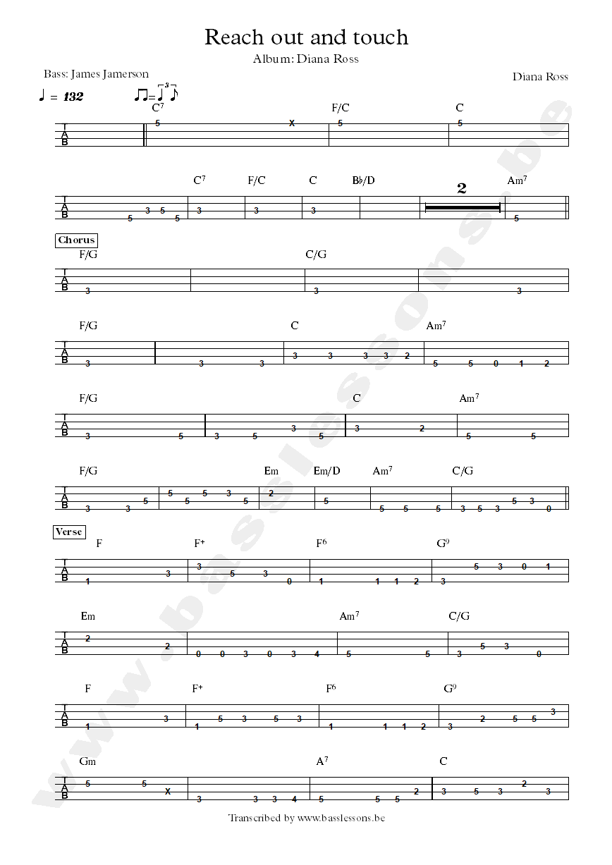 Diana ross reach out and touch james jamerson Tab