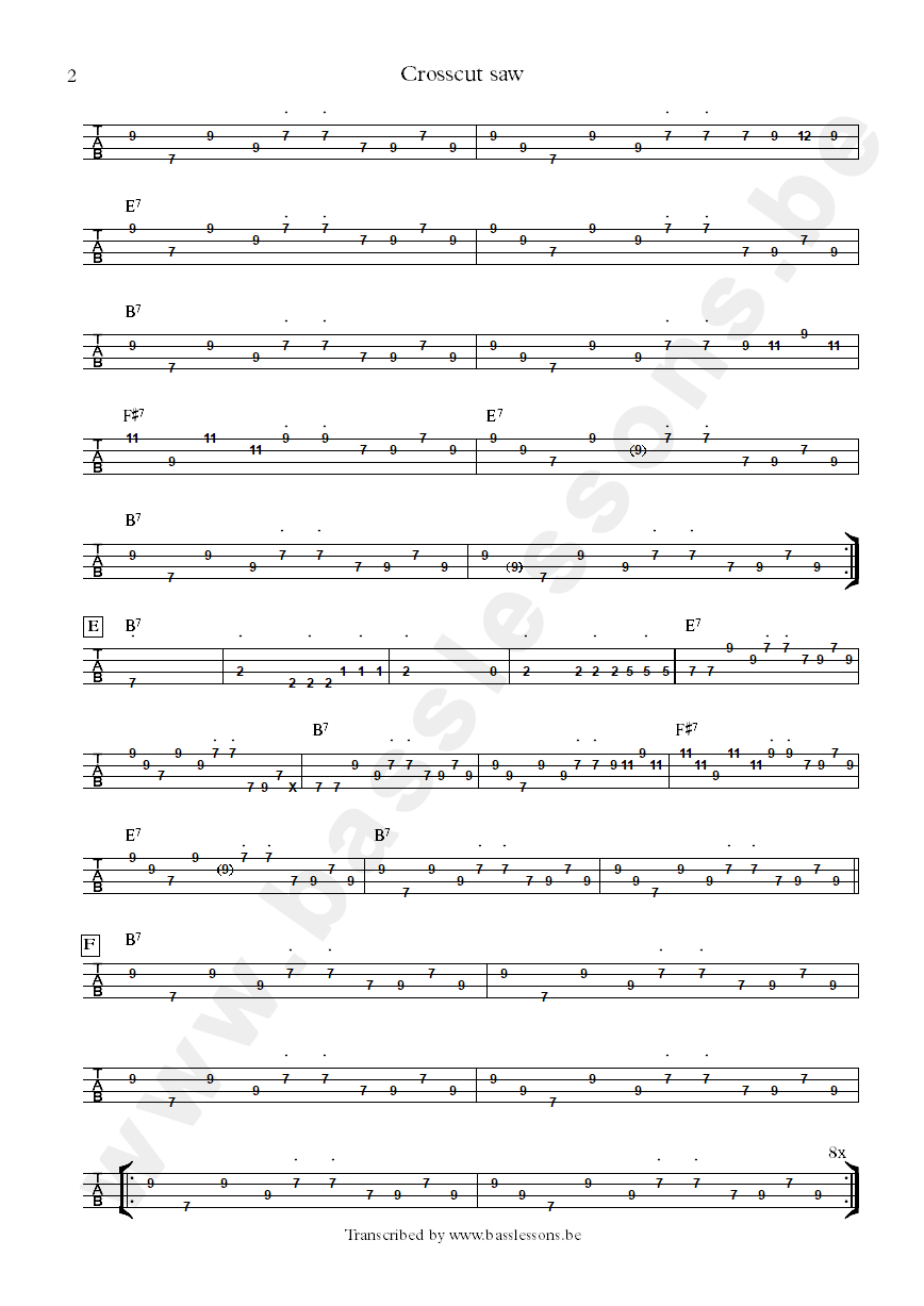 albert king crosscut saw bass tab part 2