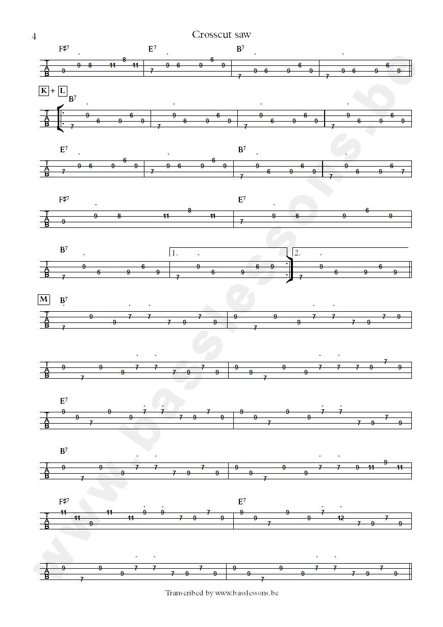 albert king crosscut saw bass tab part 4
