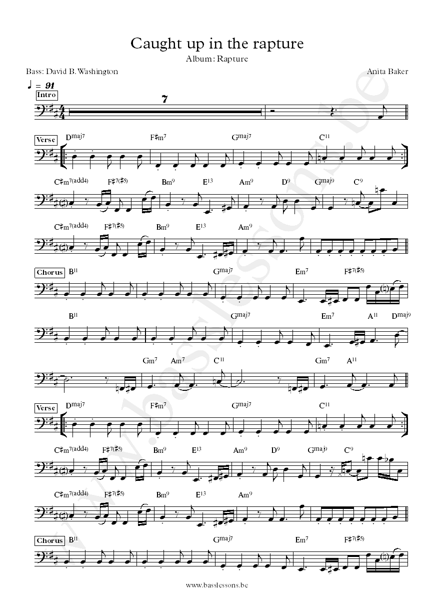 Anita baker caught up in the rapture David B. Washington bass transcription