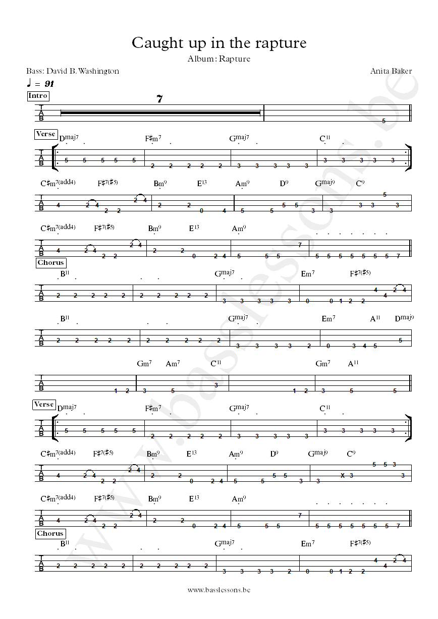 Anita baker caught up in the rapture David B. Washington bass tab