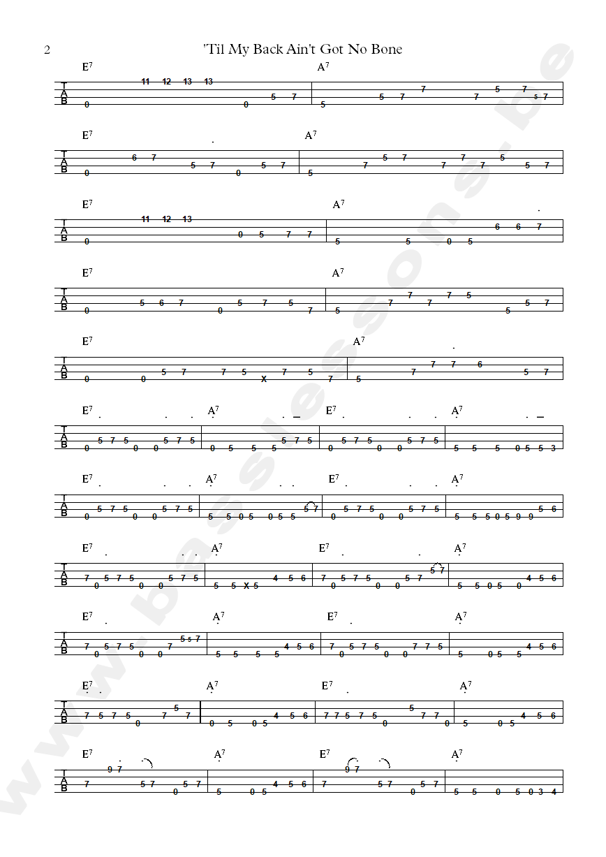 Albert king til my back ain't got no bone bass tab part 2