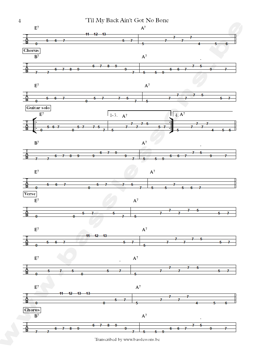 Albert king til my back ain't got no bone bass tab part 4