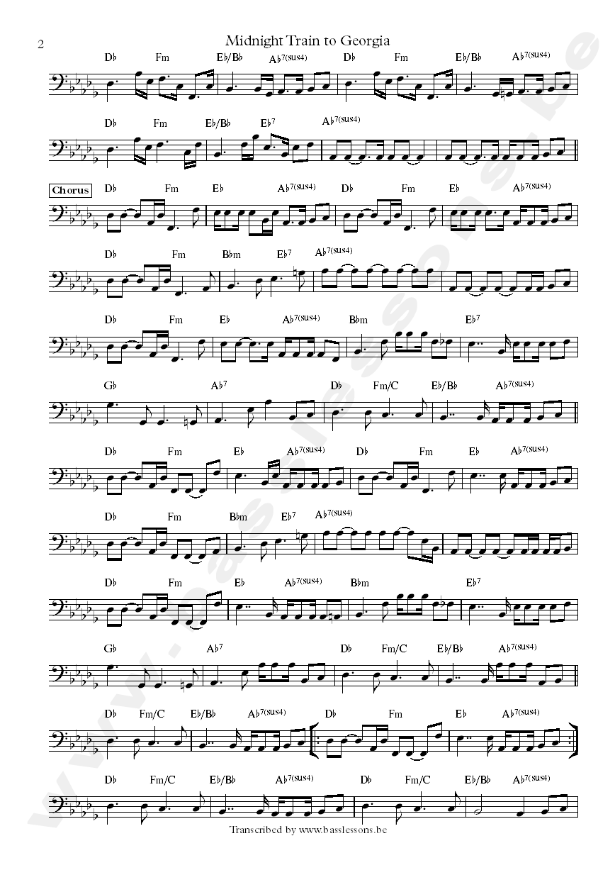 midnight train to georgia bass transcription part 2