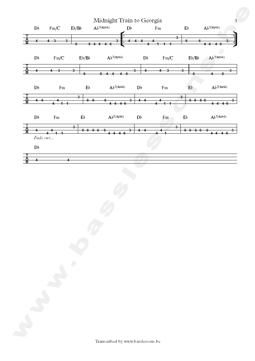 midnight train to georgia bass tab part 3