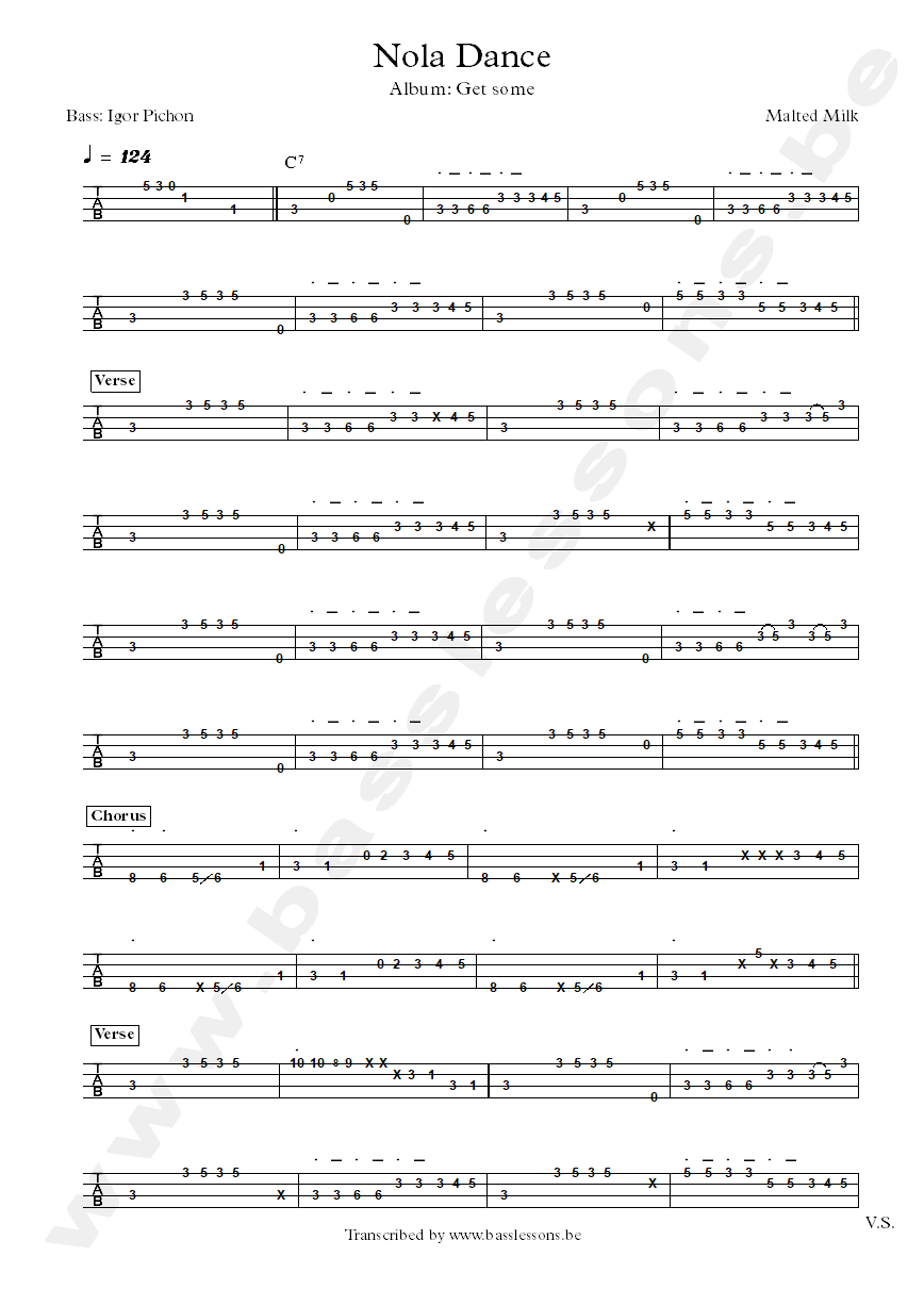 Malted milk nola dance bass tab
