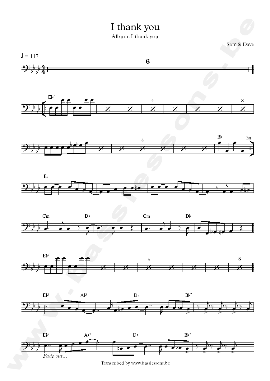 sam and dave i thank you bass transcription
