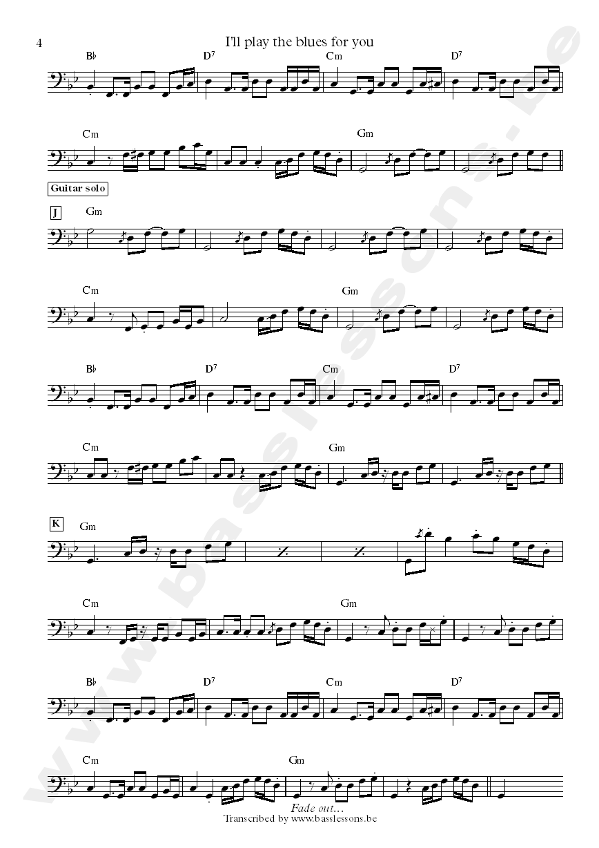 albert king ill play the blues for you bass transcription part 4