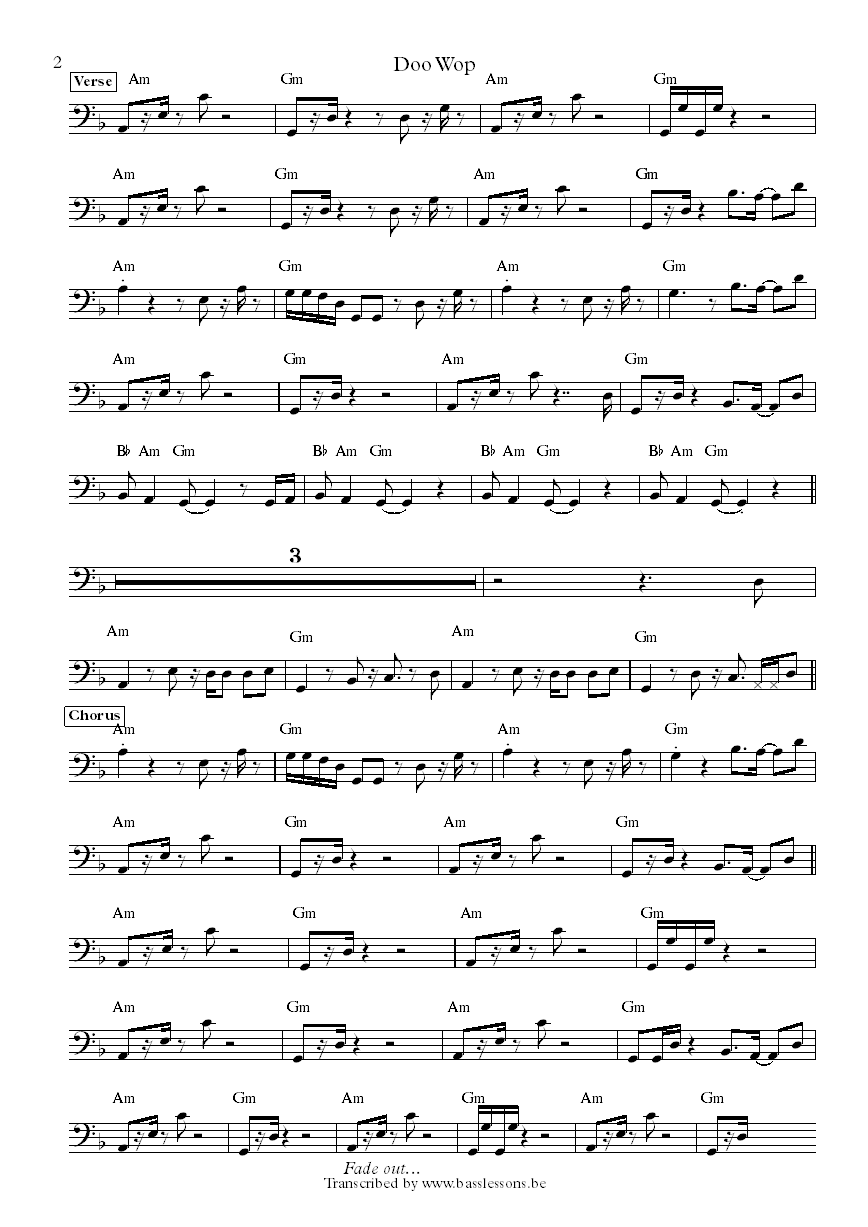 Doo wop lauryn hill bass transcription part 2