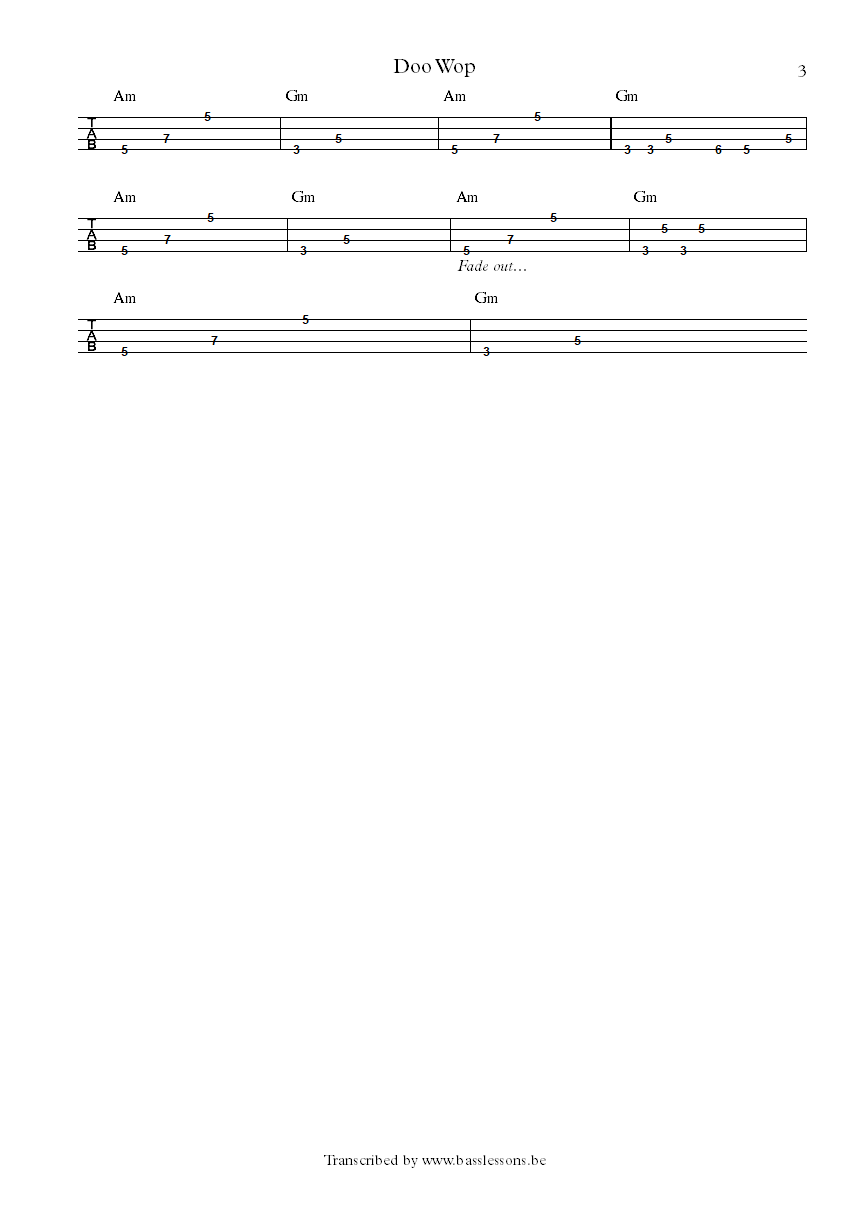 Doo wop lauryn hill bass tab part 3