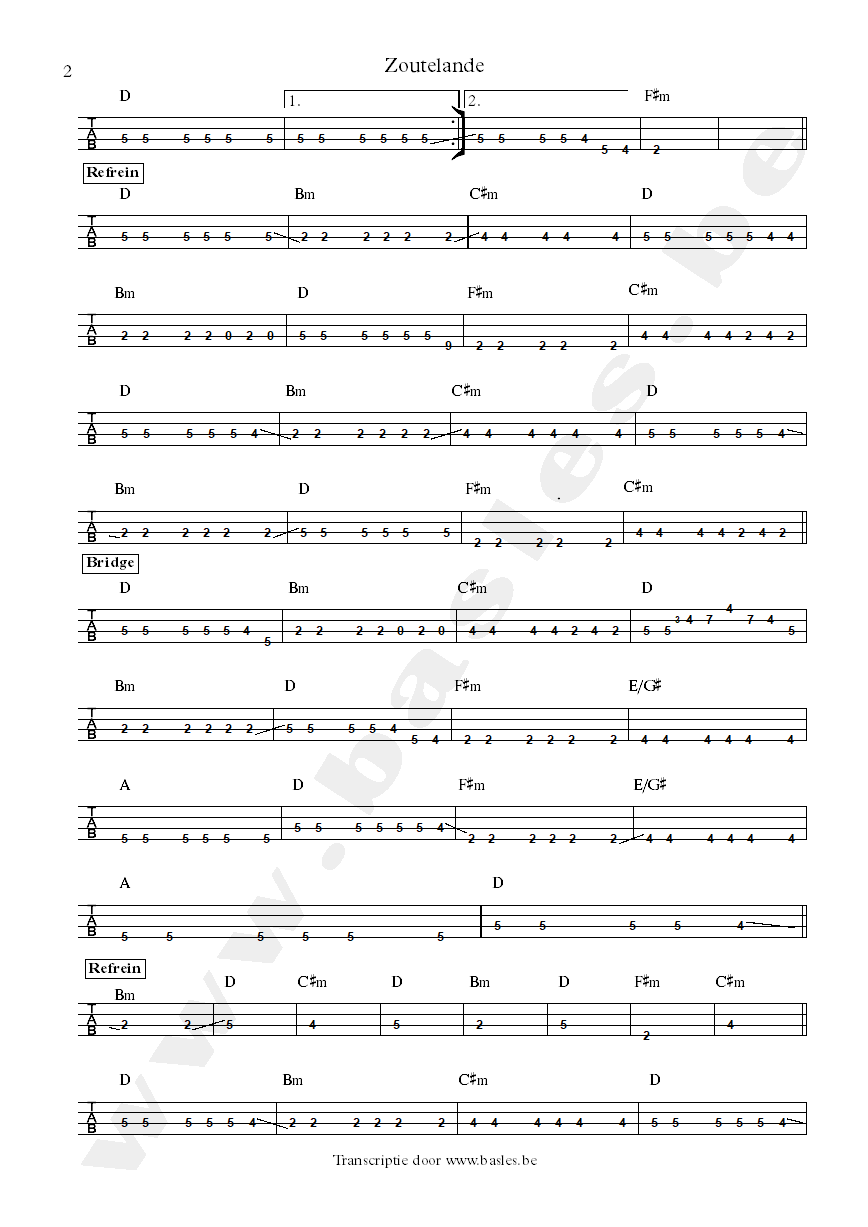 blof zoutelande bas tabs deel 2
