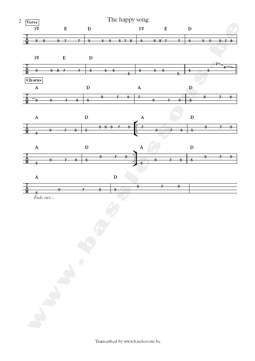 Otis redding the happy song bass tab donald dunn part 2