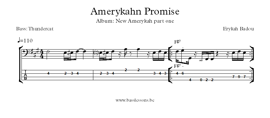 Erykah Badu Amerykahn Promise bass transcription