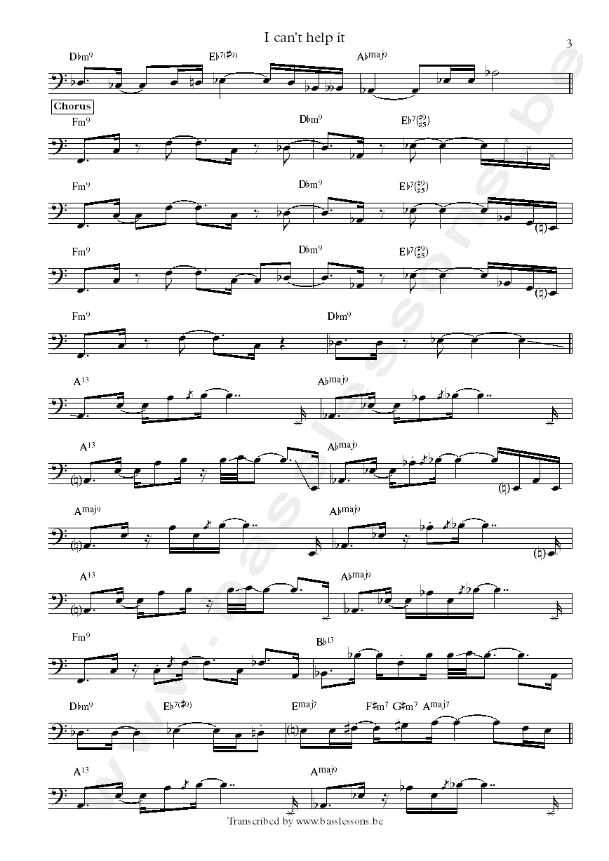 Michael Jackson I can't help it bass transcription louis johnson part 3