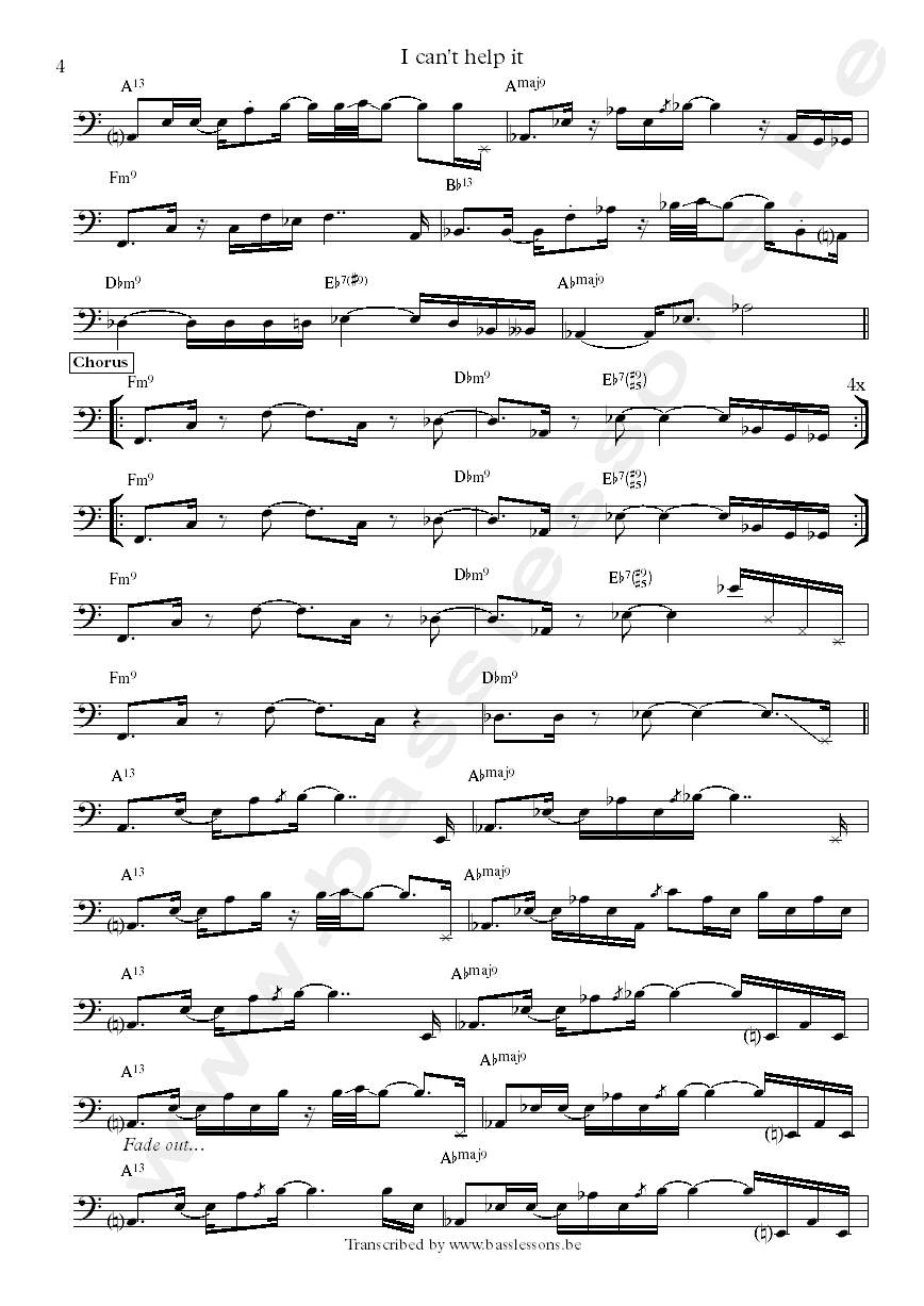 Michael Jackson I can't help it bass transcription louis johnson part 4