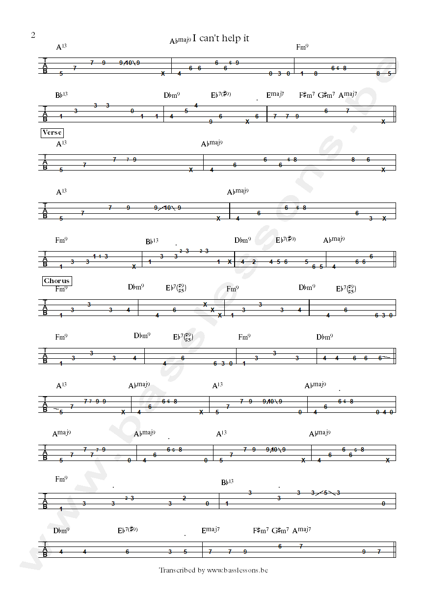 Michael Jackson I can't help it bass tab louis johnson part 2