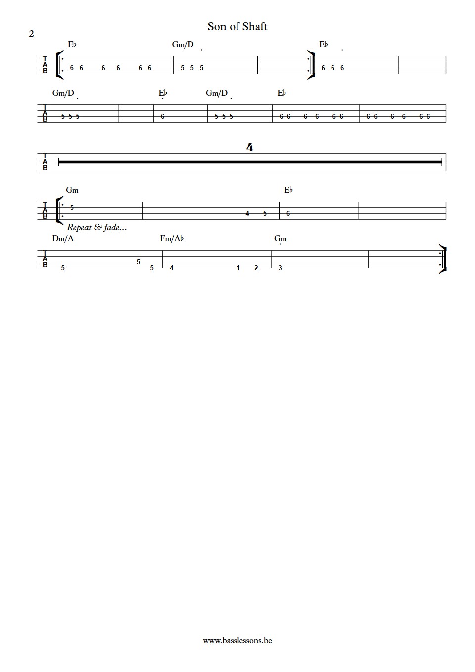 the bar kays son of shaft bass tab part 2