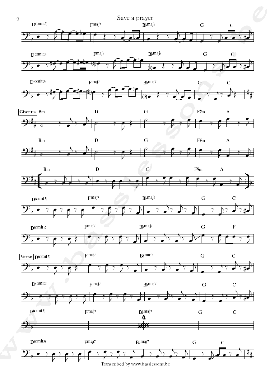 Duran duran save a prayer john taylor bass transcription part 2