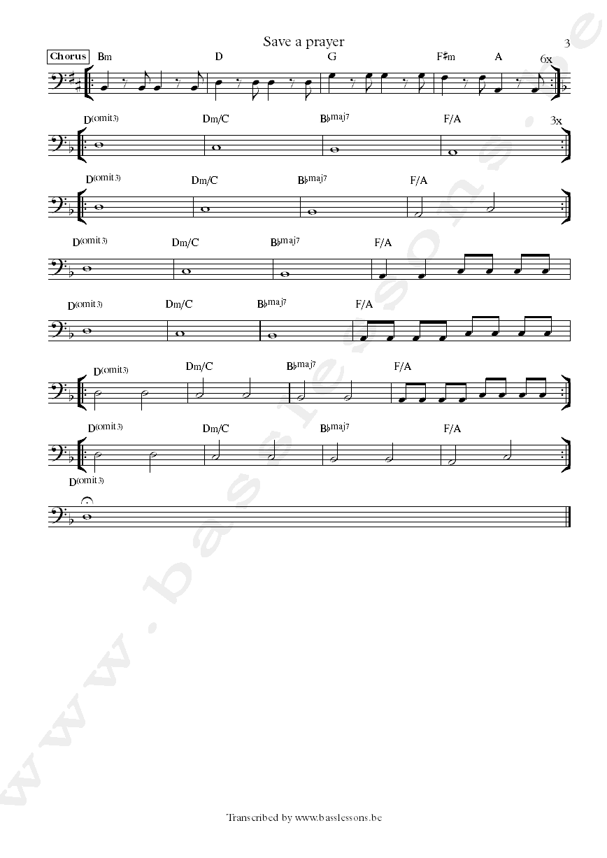 Duran duran save a prayer john taylor bass transcription part 3
