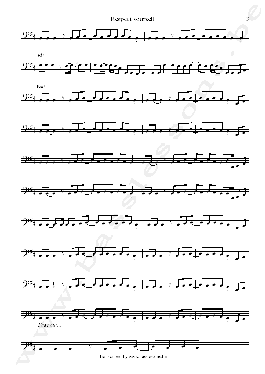 staple singers respect yourself david hood bass transcription part 3