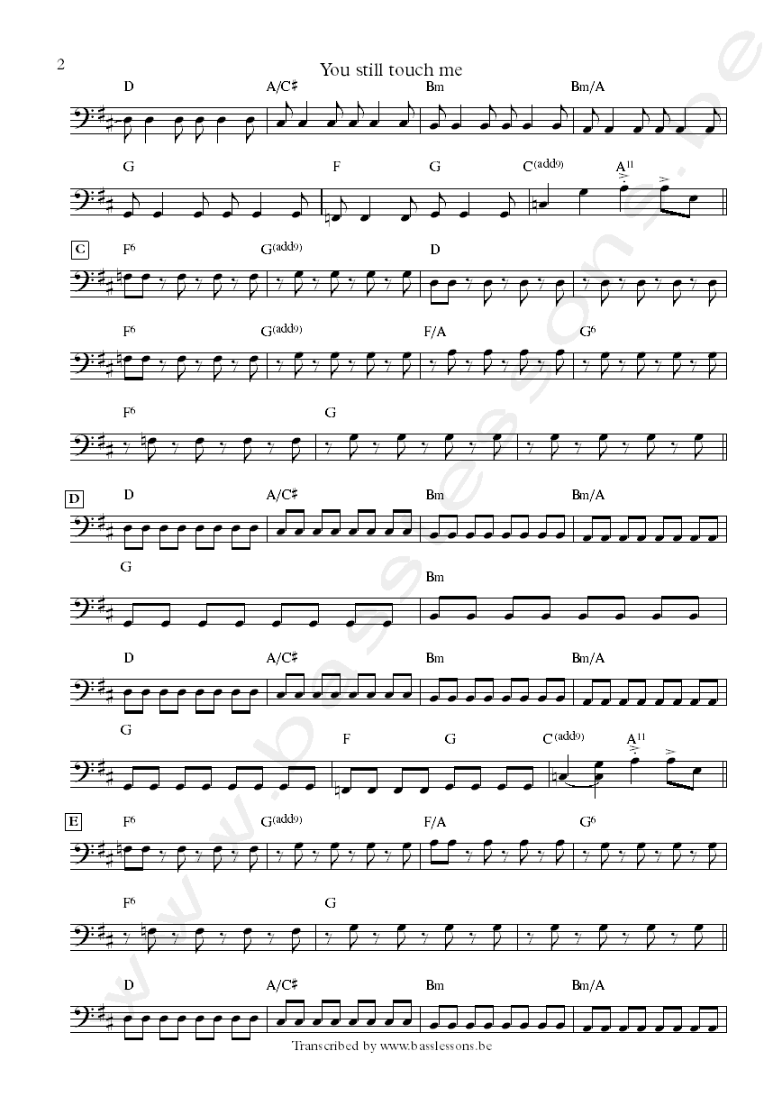Sting you still touch me bass transcription part 2