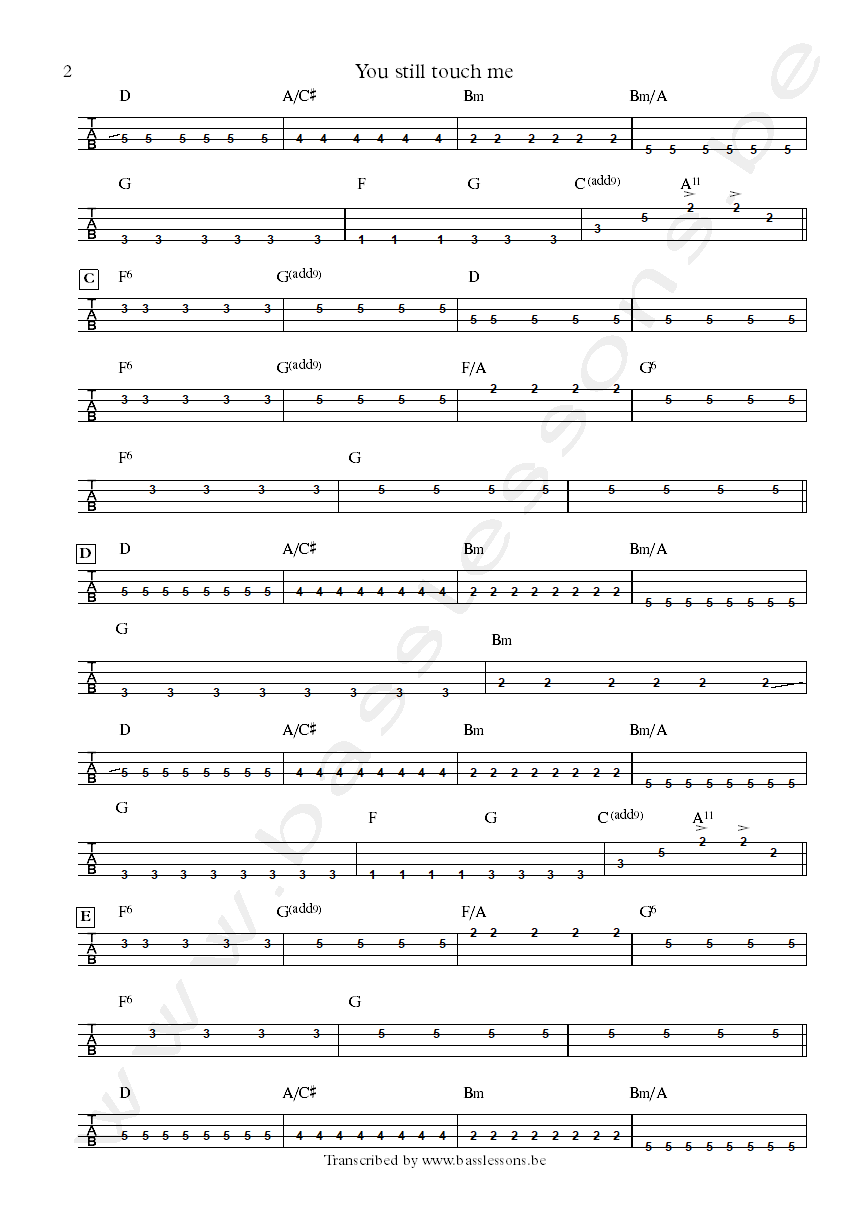 Sting you still touch me bass tab part 2