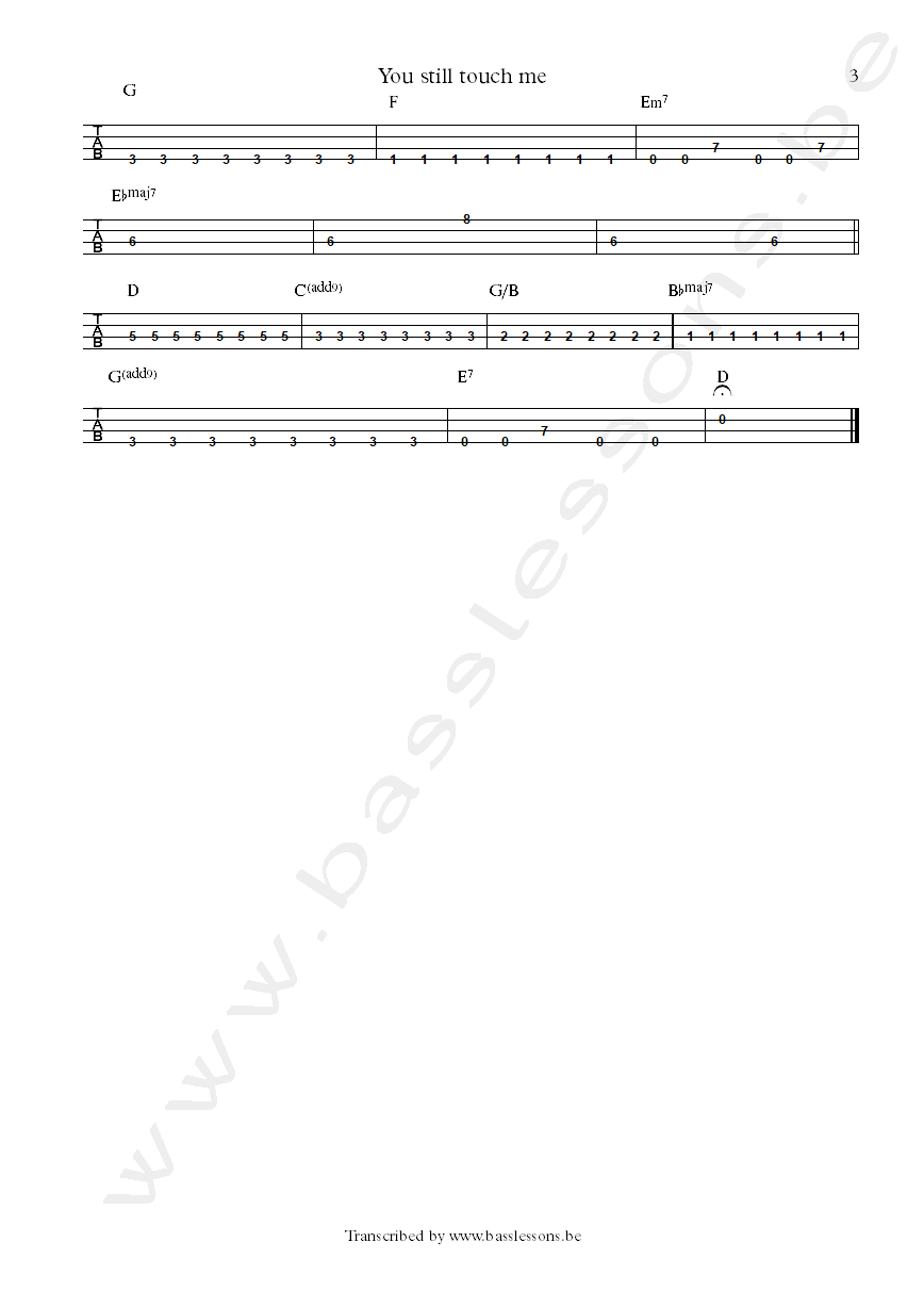 Sting you still touch me bass tab part 3