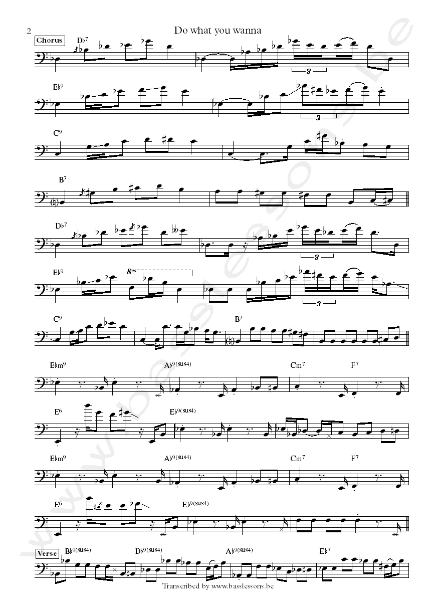 billy cobham  george duke Do what cha wanna bass transcription