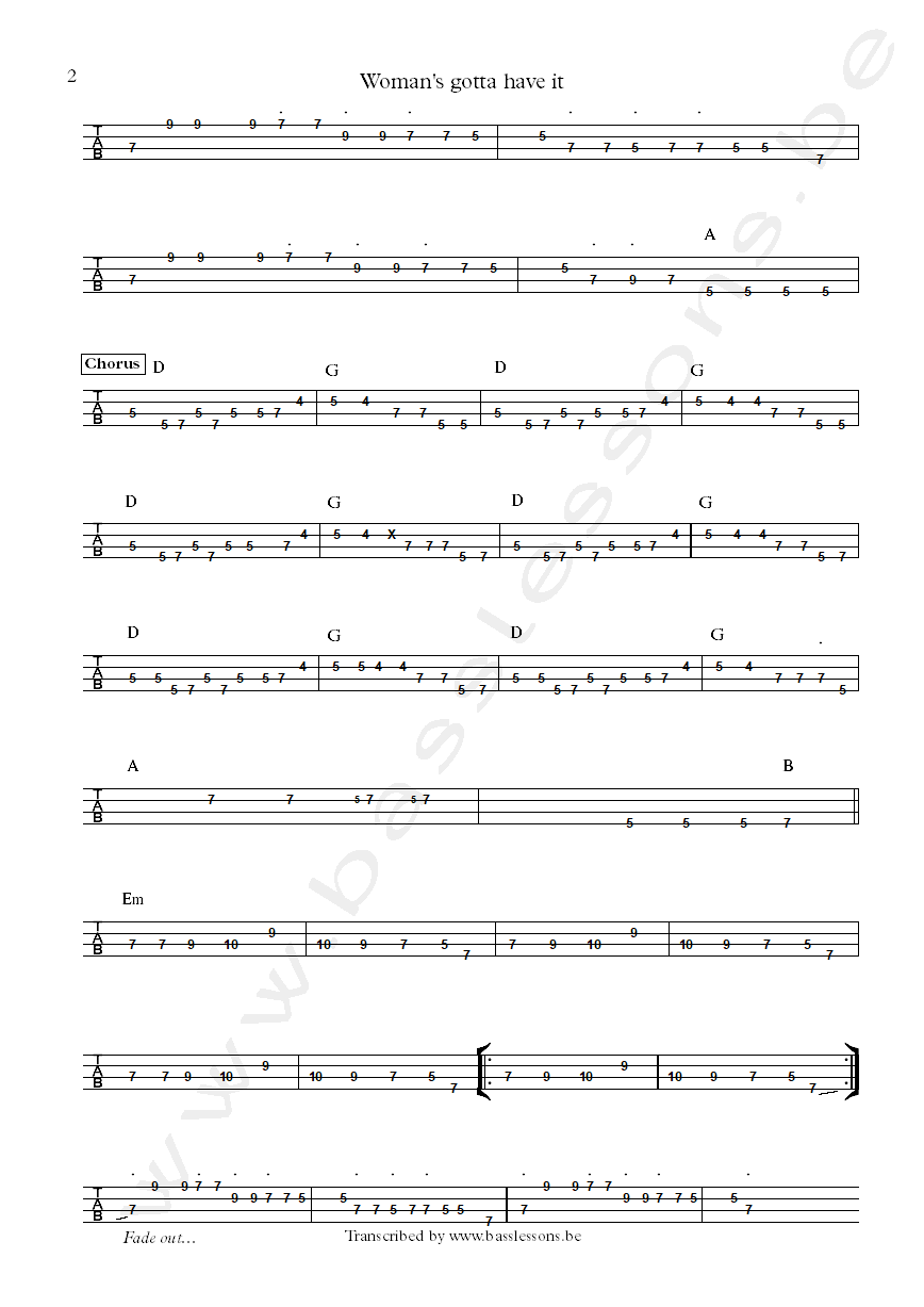 Bobby womack womans gotta have it Mike leech bass tab part 2
