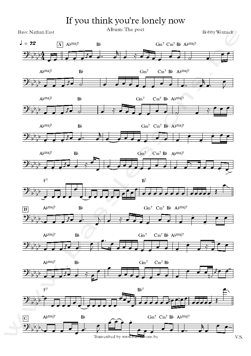 Bobby womack if you think youre lonely now nathan east bass transcription