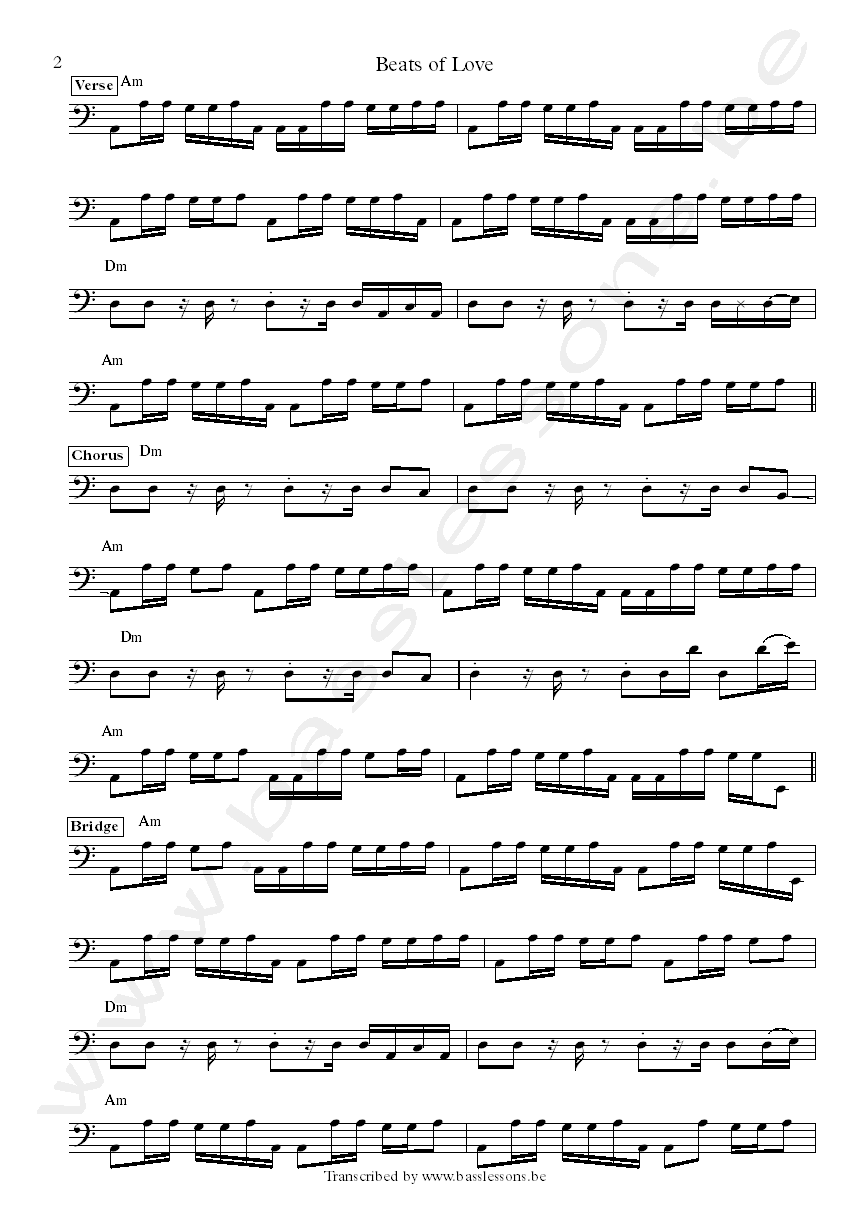 Nacht und Nebel beats of love bass transcription part 2