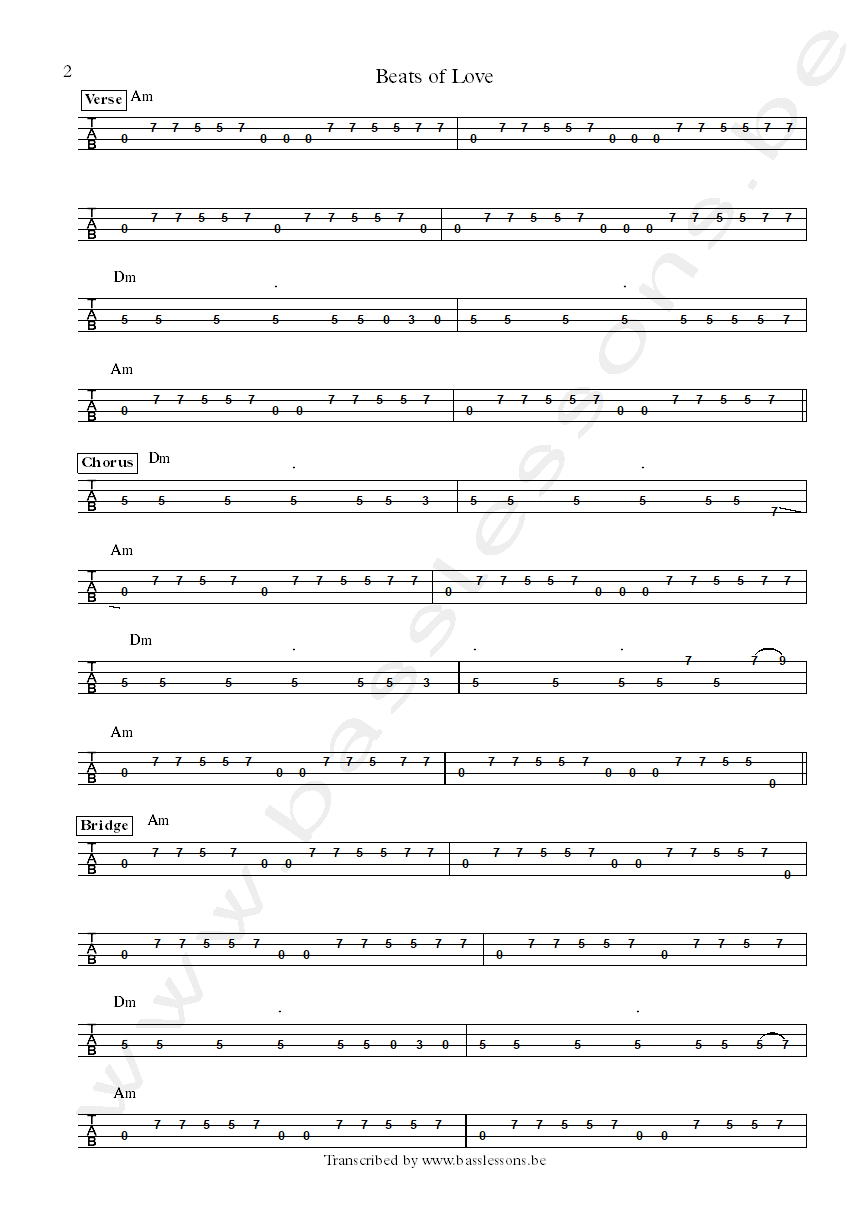 Nacht und Nebel beats of love bass tab part 2