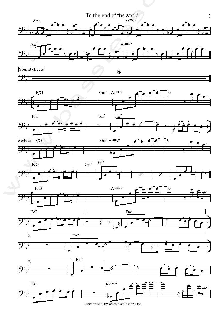 Pat metheny to the end of the world steve rodby transcription part 5