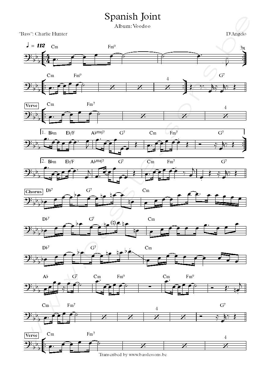 Dangelo spanish joint bass transcription