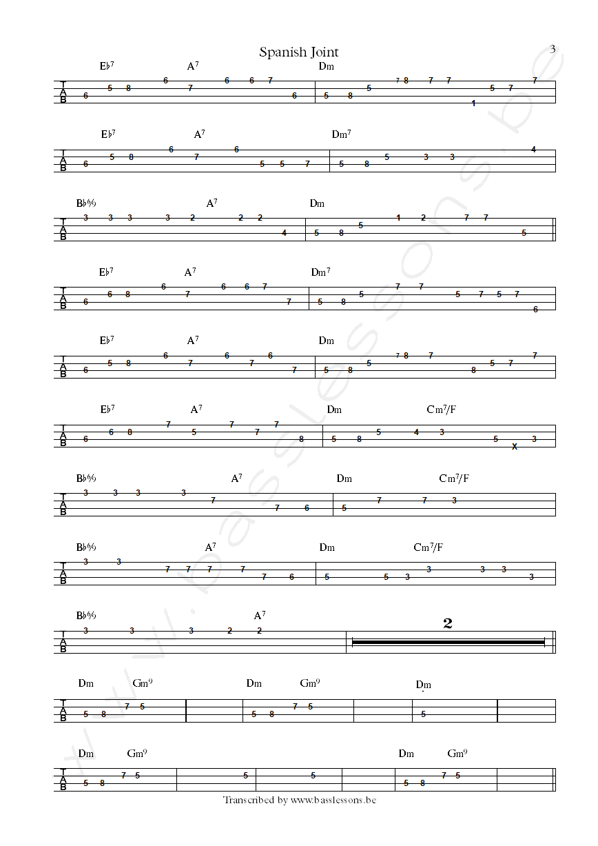 Dangelo spanish joint bass tab part 3