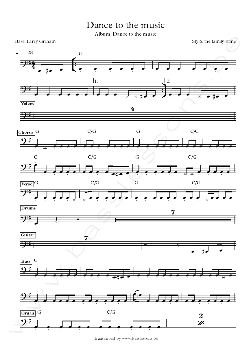 Dance to the music bass transcription
