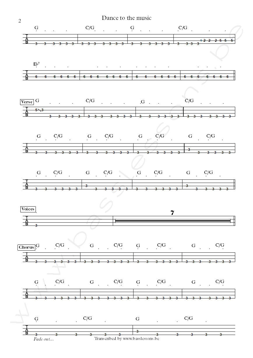 Dance to the music bass tab part 2