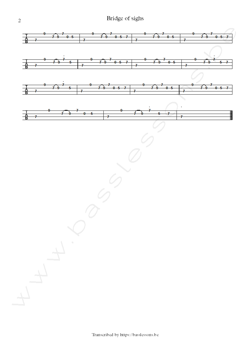 Robin trower james dewar bridge of sighs bass tab part 2