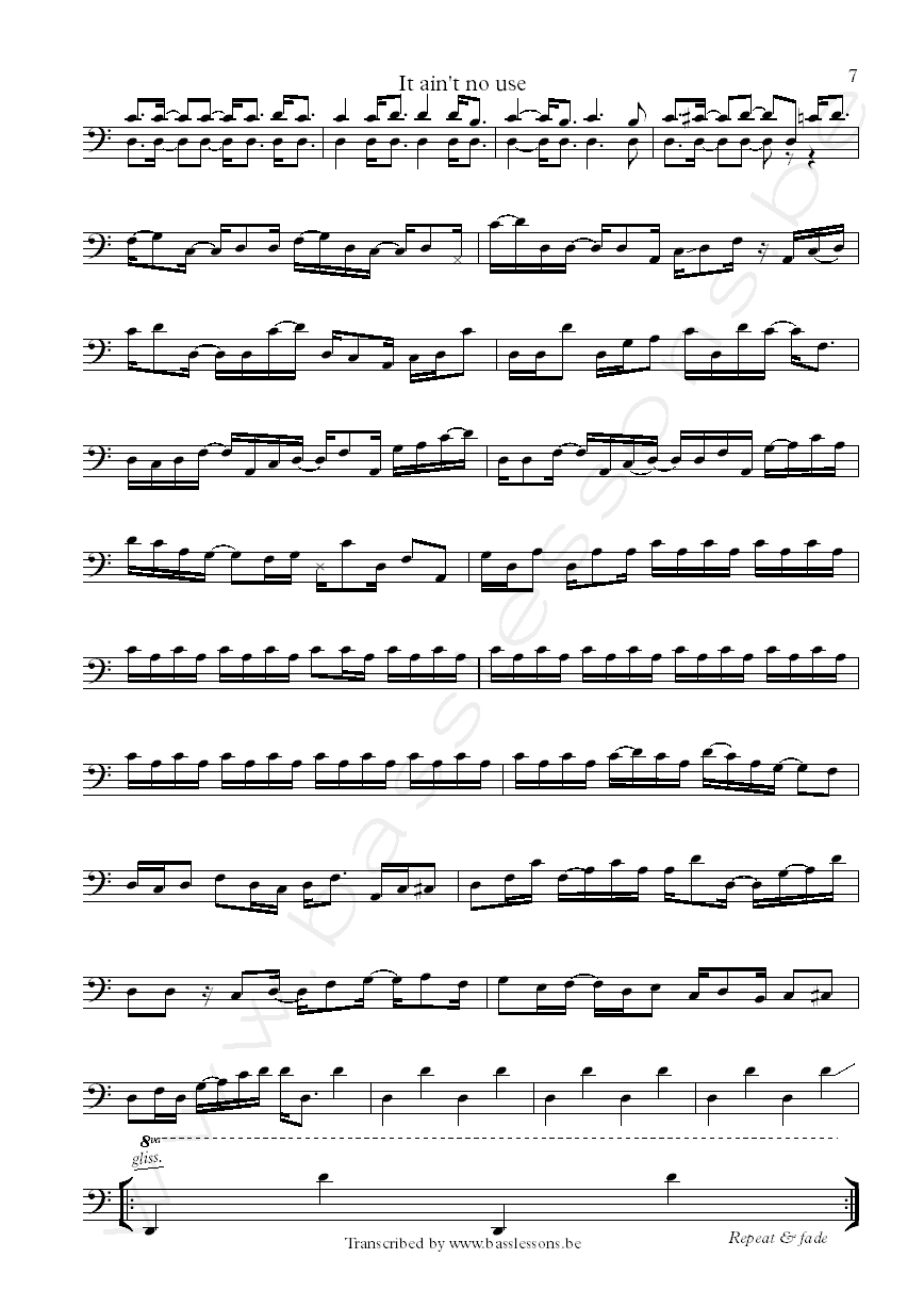 the meters it aint no use bass transcription part 7