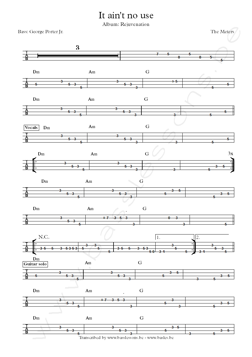 the meters it aint no use bass tab