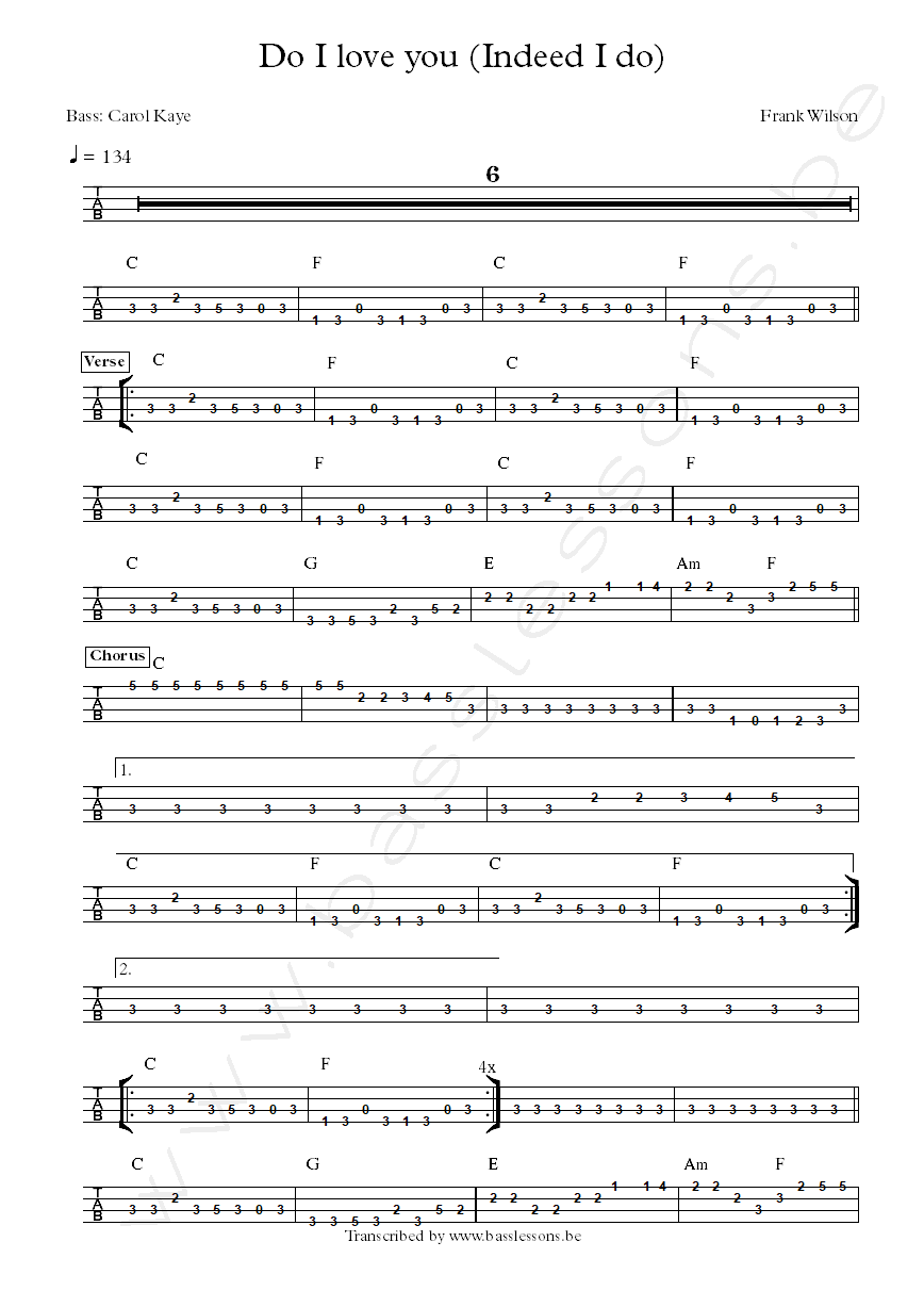 Frank wilson Do I love you carol kaye bass tab