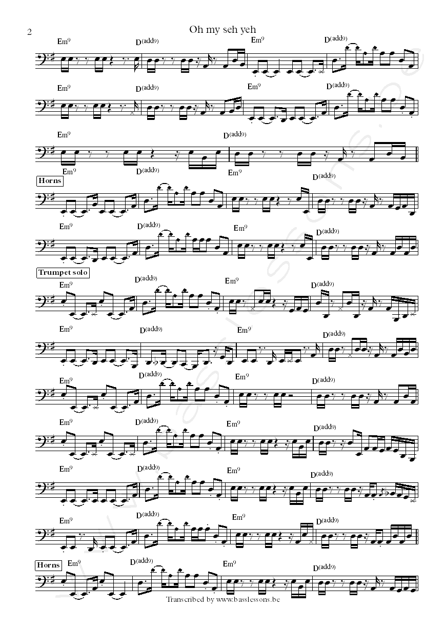 Roy hargrove crisol oh my sey yeh bass transcription Part 2