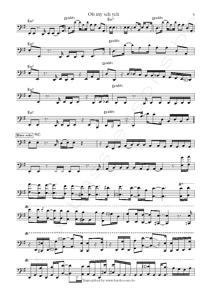 Roy hargrove crisol oh my sey yeh bass transcription Part 3