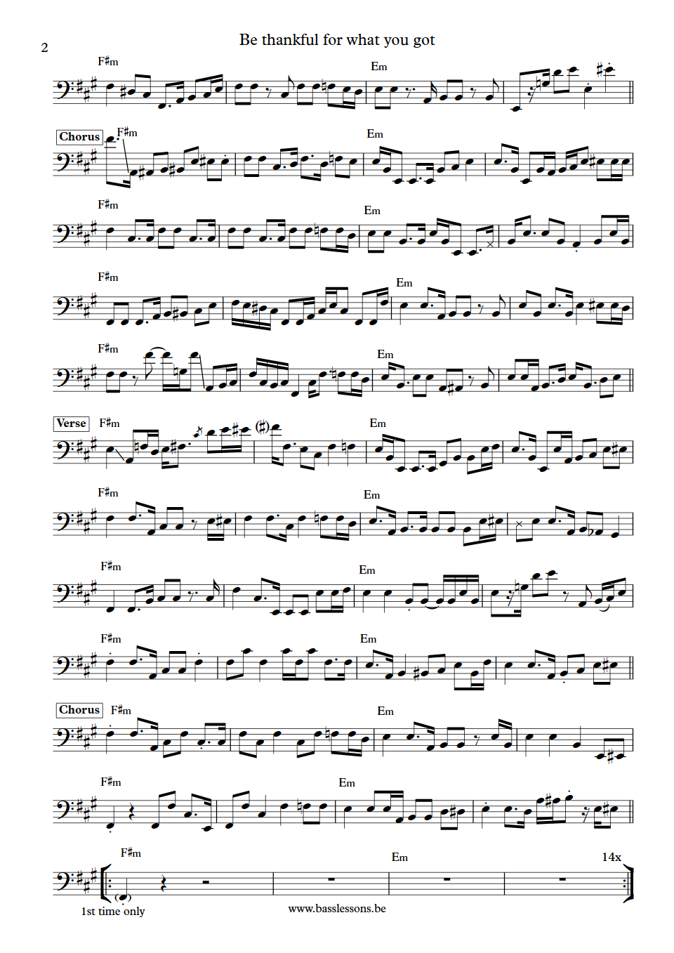 William Devaughn be thankful bass transcription part 2