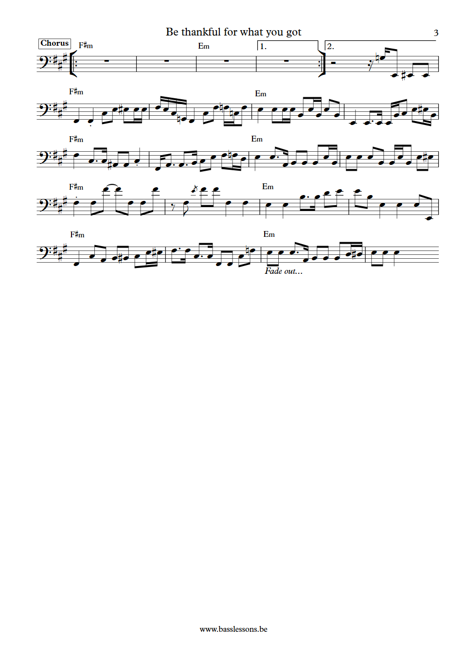 William Devaughn be thankful bass transcription part 3