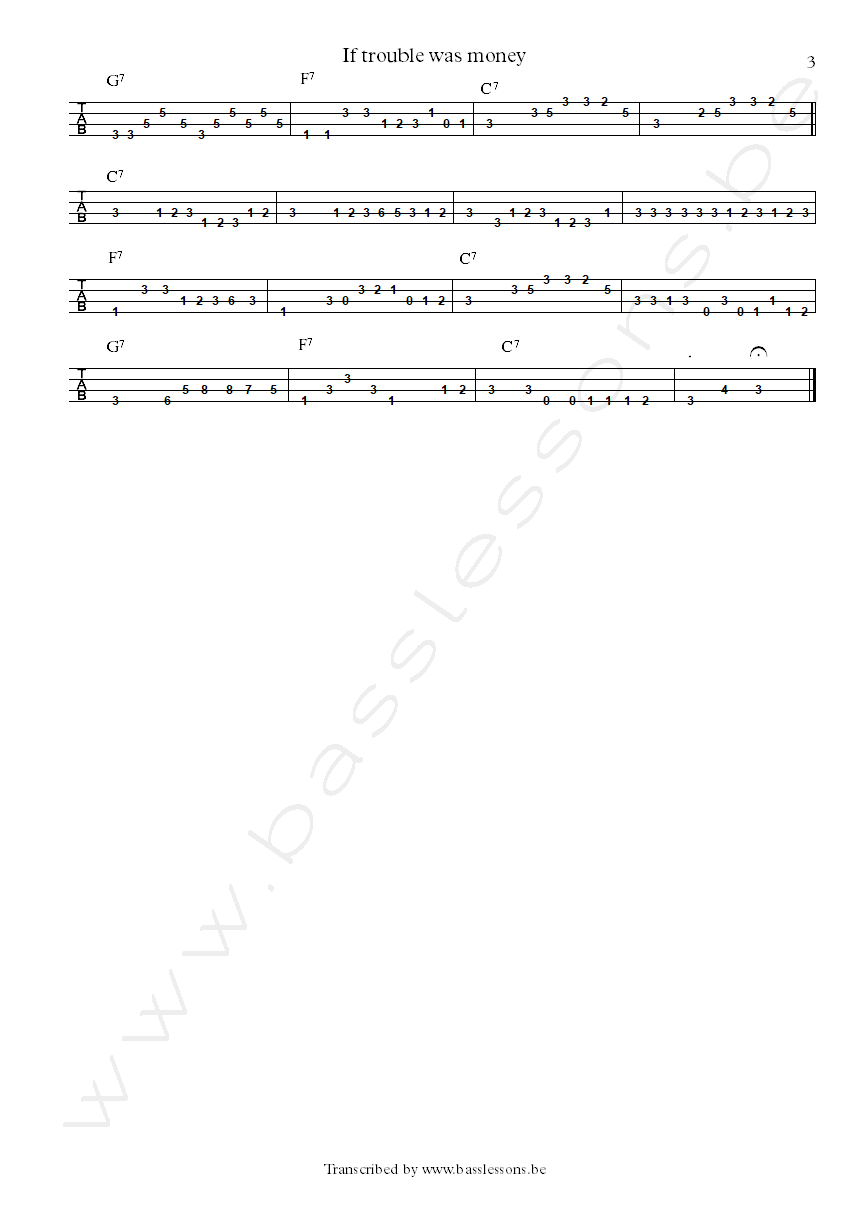 Gary Clark jr if troubla was money bass tab part 3