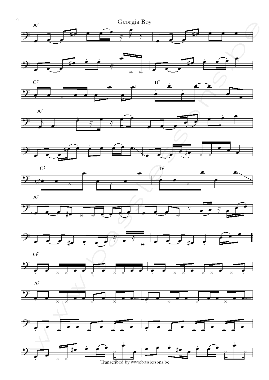 Al Green Georgia Boy bass transcription part 4