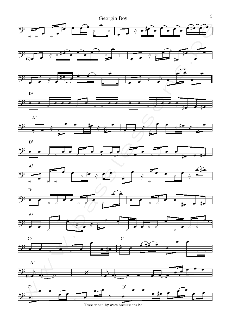 Al Green Georgia Boy bass transcription part 5