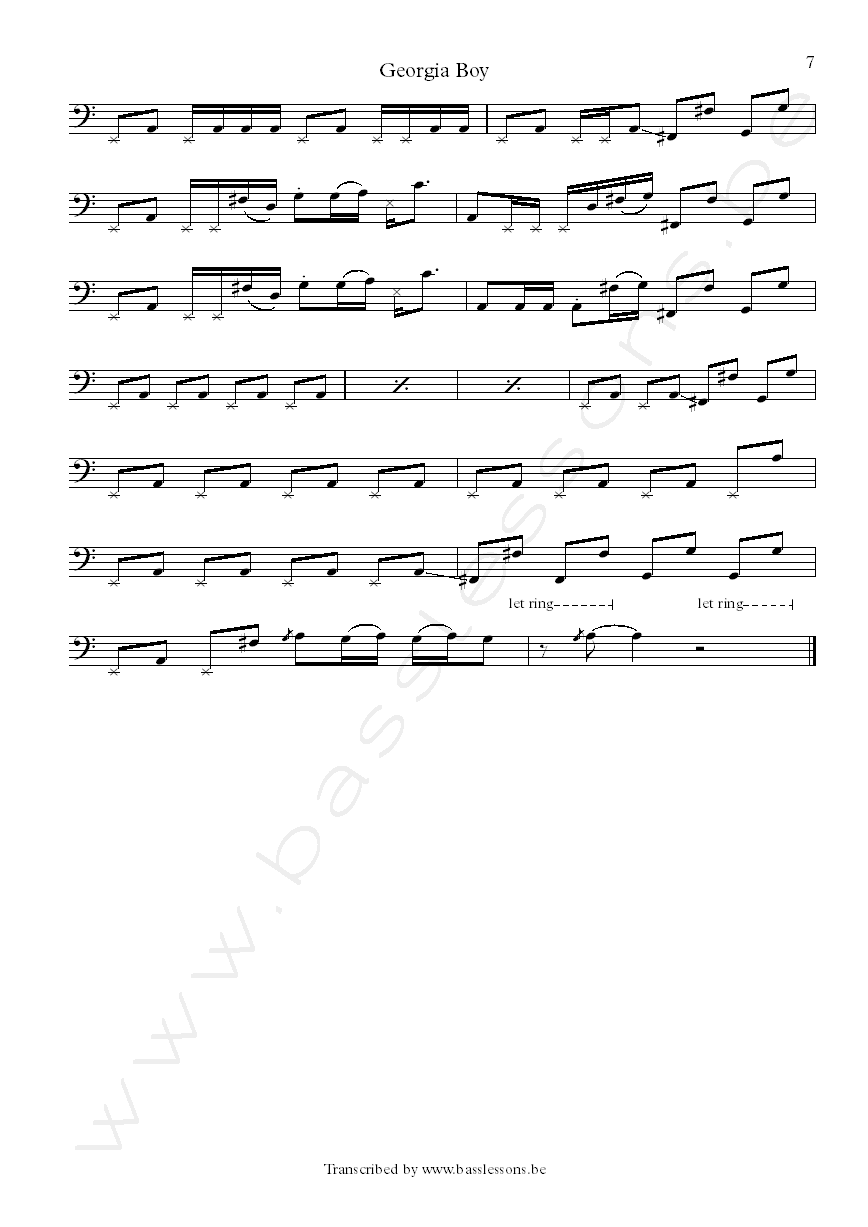 Al Green Georgia Boy bass transcription part 7
